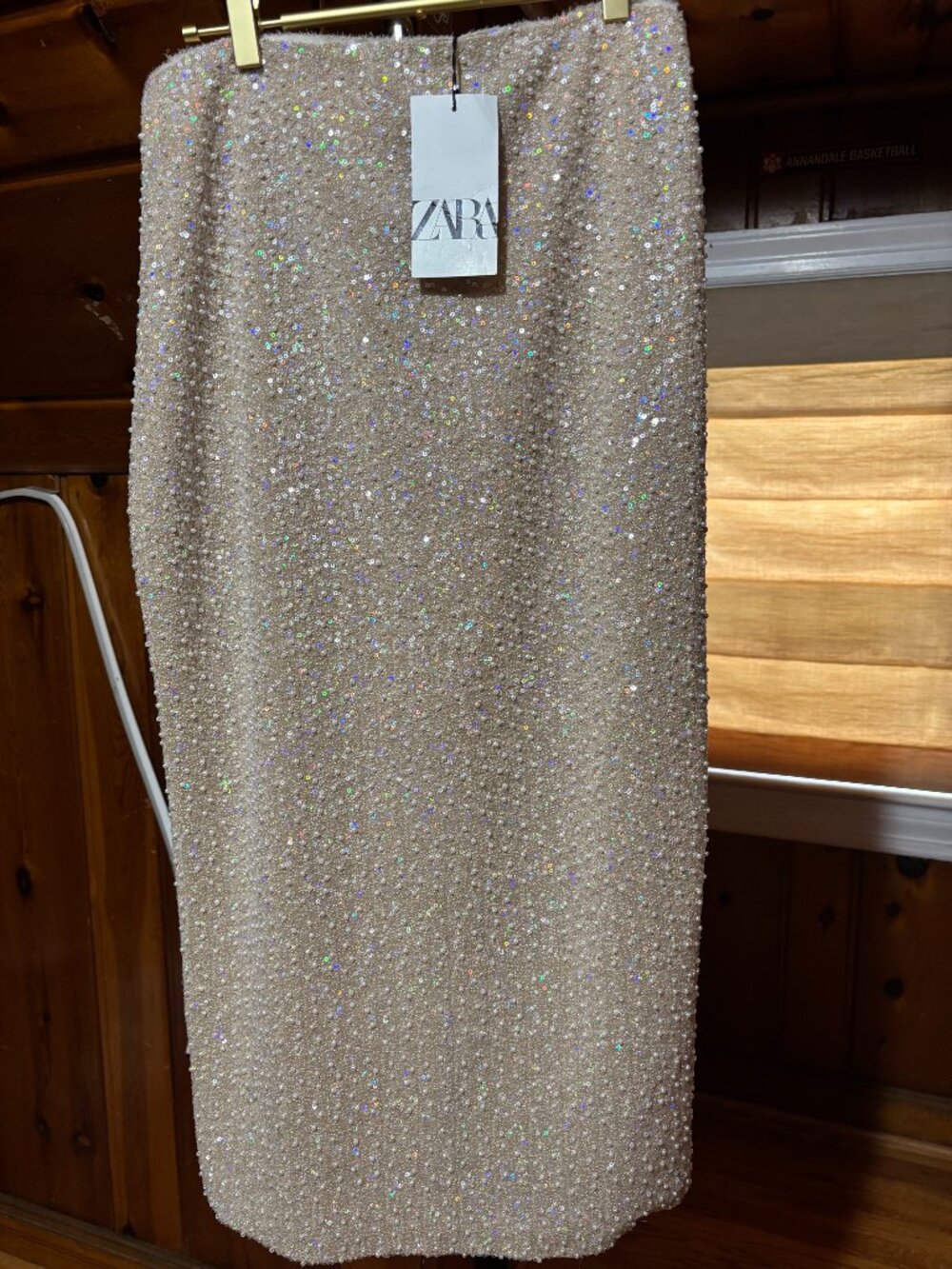NWT, ZARA beaded midi skirt, Size Medium